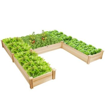 Lit surélevé de jardin en bois en forme de U pour jardin et terrasse 1