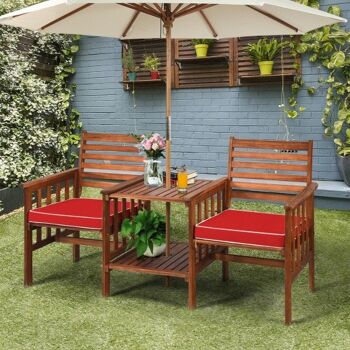 Ensemble de 3 chaises de table de patio extérieur en bois d'acacia Lovese-rouge 1