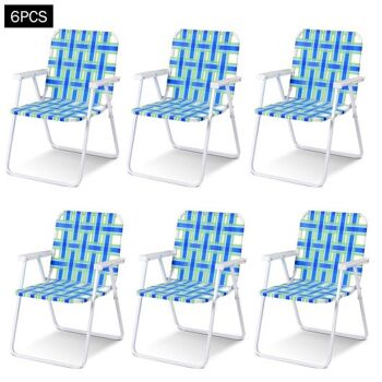 6 PCs Chaise Pliante pour Chaise de Plage Camping Lawn Net Chair-Bleu-Bleu 3