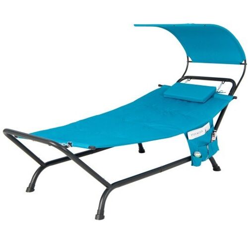 Patio Hanging Chaise Lounge Stuhl mit Baldachin Kissen Kissen und Aufbewahrungstasche-Navig