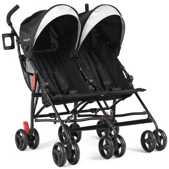Pliable Twin Baby Double Carriage Ultralight Umbrella Nursing Carriage-Black 1