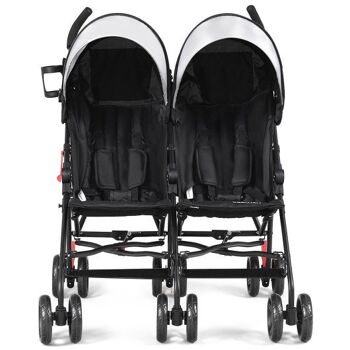 Pliable Twin Baby Double Carriage Ultralight Umbrella Nursing Carriage-Black 2