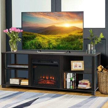 Console de meuble de rangement TV à 2 niveaux avec étagères réglables 1