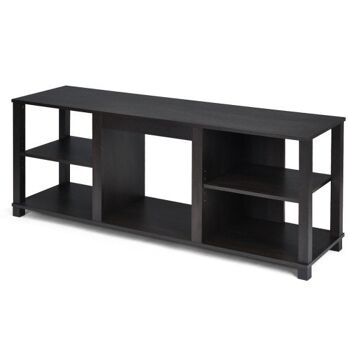 Console de meuble de rangement TV à 2 niveaux avec étagères réglables 3