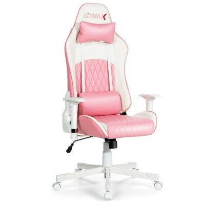 Ergonomischer Computer mit hohem Rücken-Computer-Schreibtischstuhl mit Kopfstütze und Lumbal-Support-Pink