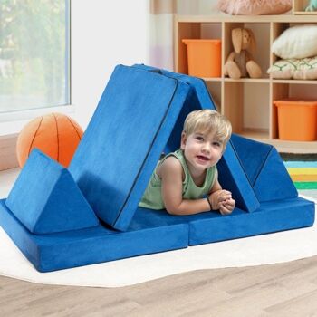 Ensemble de 4 canapés pour enfants Cabrio avec 2 tapis pliants-Bleu 2