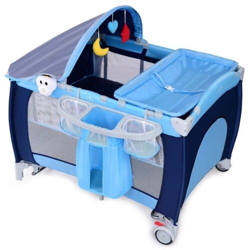 Faltbares Baby-Krippen-Spielstall mit Mückennetz und Bag-blau