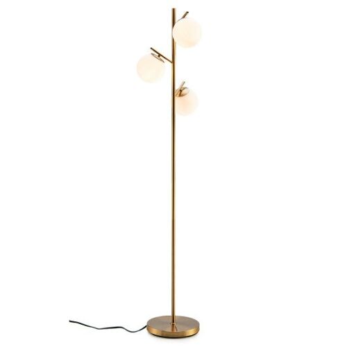 3-Globe-Stehlampe mit Fußschalter und Glühbasen-Golden
