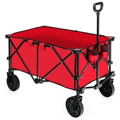 Outdoor-Faltwagenwagen mit einstellbarem Griff und Universalrädern rot
