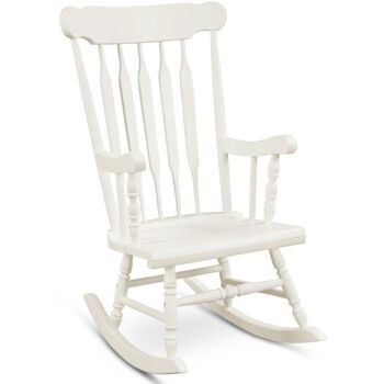 Chaise à bascule en bois massif pour jardin et terrasse blanc 1