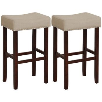 Lot de 2 chaises rembourrées de 73,7 cm de haut avec pieds en bois de caoutchouc massif et repose-pieds beige. 3