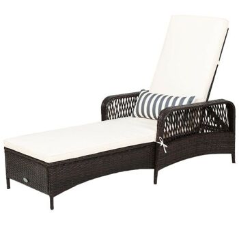 Chaise longue en rotin Pe avec coussin réglable 3