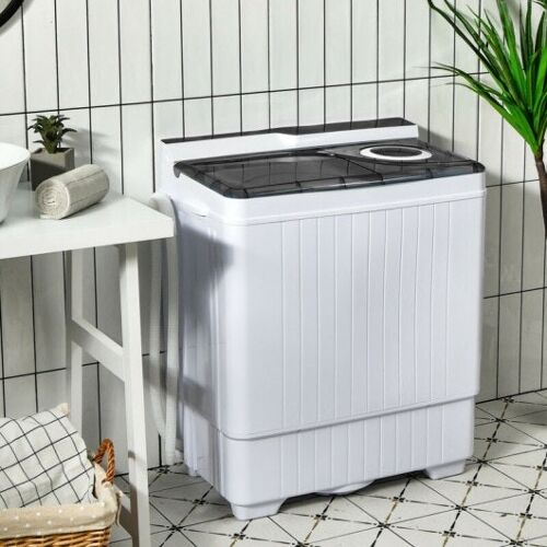 Buy wholesale 26 pound portable semi-automatic washing machine with  built-in drain pump grey