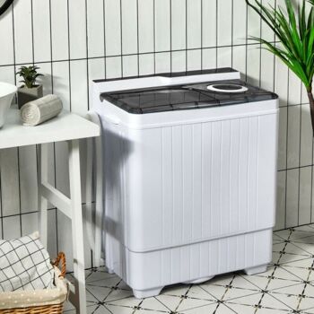 Lave-linge semi-automatique portatif de 26 livres avec pompe de vidange intégrée gris 1