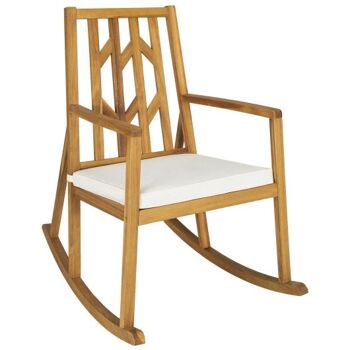 Canapé à bascule en bois d'acacia avec accoudoirs et coussins pour jardin et terrasse - Blanc 1