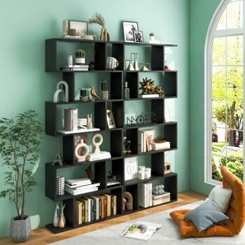 Étagère de rangement en forme de S à 6 niveaux pour bibliothèque Décor Z-Shelf-Black 1