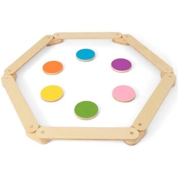 Poutre d'équilibre en bois pour enfants 12 pièces avec pierres d'équipement colorées 1