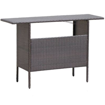 Outdoor Wicker Bar Tisch mit 2 Metallnetzregalen