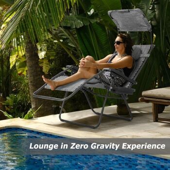 Klapper Daybed Lounge Chair avec abat-jour Canopy Mug Gris Gris ZAS10753 3
