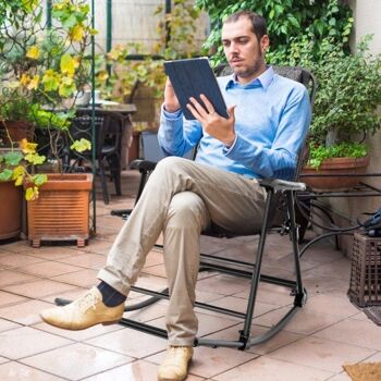 Chaise pliante légère de camping pour patio extérieur avec repose-pieds - Gris 1