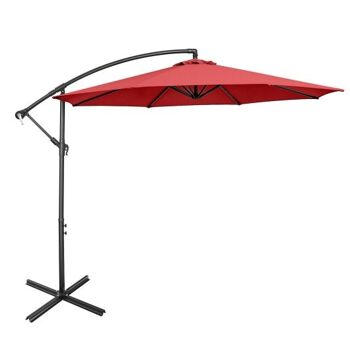 Parapluie déporté de 10 pieds avec 8 tangons et traverses rouges 3