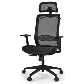 Chaise de bureau en maille à dossier haut ergonomique réglable en hauteur avec Hange-Black 3