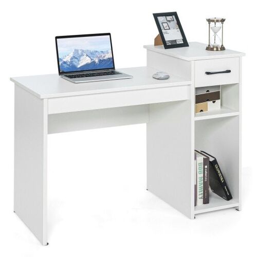 Compra Scrivania per computer Tavolo per PC portatile con cassetti e  ripiani bianco all'ingrosso