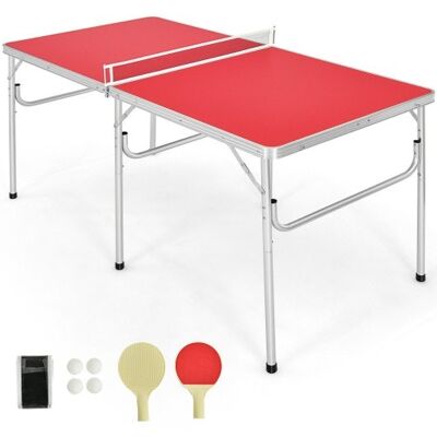 60 Zoll tragbares Tennis-Ping-Pong-Klapptisch mit Zubehör-rot