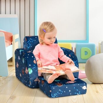Canapé-lit convertible 3-en-1 pour enfants pour tout-petit-Bleu 1