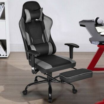 Chaise de jeu de massage inclinable avec repose-pieds et accoudoirs réglables pour la maison et le bureau Noir 1