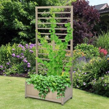 Jardinière surélevée avec grille pour plantes grimpantes 2