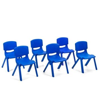 Lot de 6 chaises empilables en plastique pour enfants - Bleu-Bleu 3