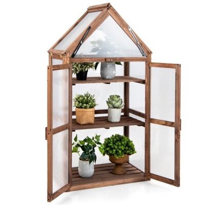 Kaltem Rahmen Mini Holz Gewächshaus für Gemüse und Blumenbraun