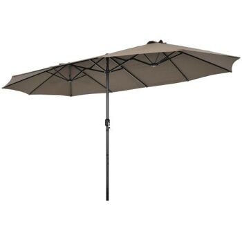 Parasol de patio double face de 15 pieds avec système cerclé à la main brun 3