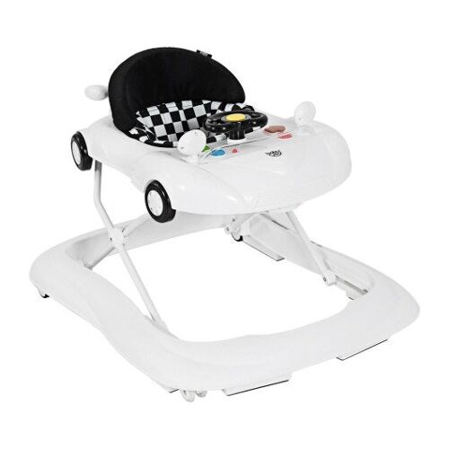 2-in-1 faltbarer Baby Walker mit Musikplayer und Lichter-Weiß