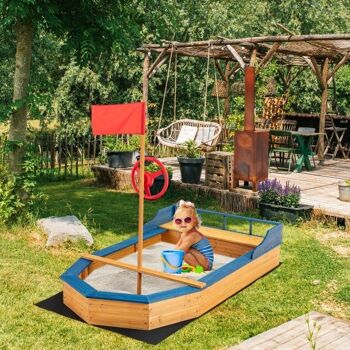 Boîte de bateau pirate pour enfants avec drapeau et gouvernail 'Pirate Boat 2