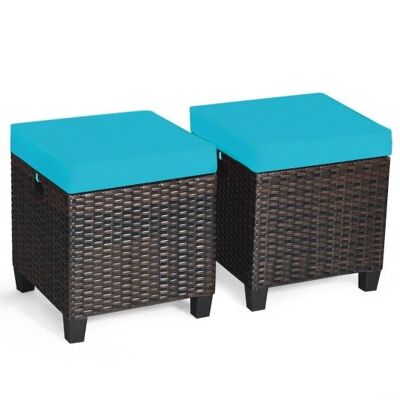 2pcs Patio Rattan Osmanisch gepolstert Sitzturquoise