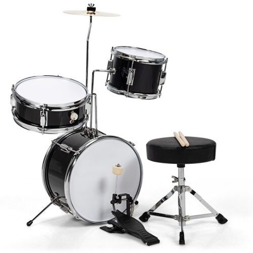 5 Stücke Junior-Drum-Set mit 5 Schlagzeugschwarz