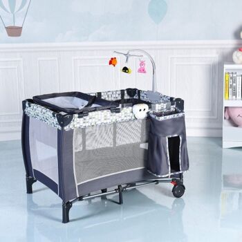 Lit de voyage pliable pour bébé avec nacelle-gris 3