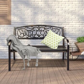 Banc de jardin de porche de cadre en acier de meubles extérieurs-Bronze 1