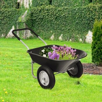 Chariot de jardin brouette à 2 pneus Heavy Duty Heavy Duty Dolly Utility Cart-Black 2
