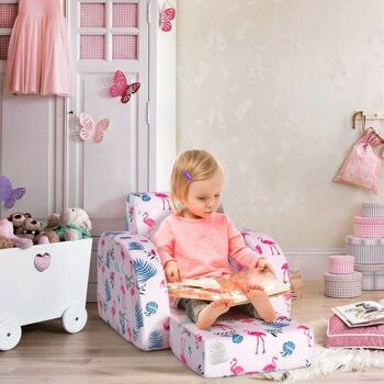 Canapé-lit convertible 3 en 1 pour enfant, chaise longue rabattable pour tout-petit rose 1