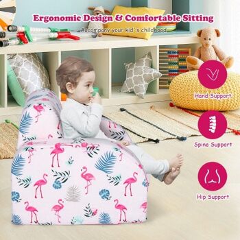 Canapé-lit convertible 3 en 1 pour enfant, chaise longue rabattable pour tout-petit rose 2