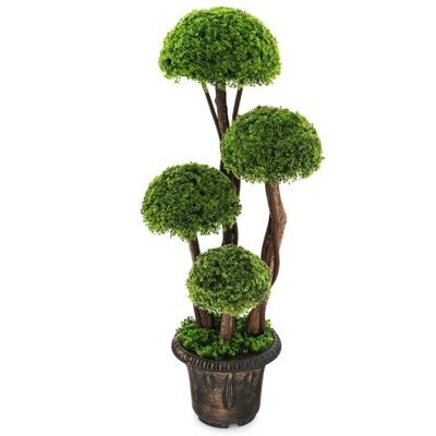 3 Fuß dekorativen künstlichen Zedern -Topiary -Baum mit Rattan -Kofferraum