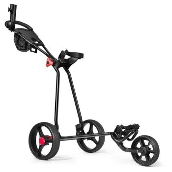 Chariot de golf en acier pliable durable à 3 roues avec sac en filet 1