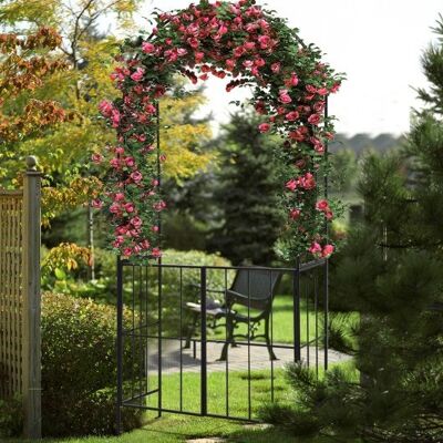Gartenbogen-Arbor-Gitter mit Gate Terrasse Pflanzenständer Erzway-Schwarz
