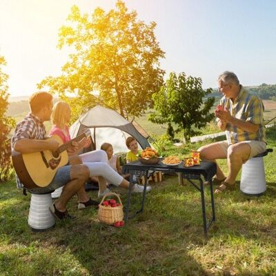 3 Teile faltende Camping-Tischhocker mit 2 einziehbaren LED-Hockern-Schwarz