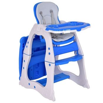 Ensemble table et chaise bébé 3 en 1 Chaise haute bébé-Bleu 1