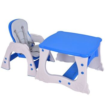 Ensemble table et chaise bébé 3 en 1 Chaise haute bébé-Bleu 2