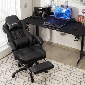 Chaise de jeu réglable avec repose-pieds pour bureau à domicile-Noir 2